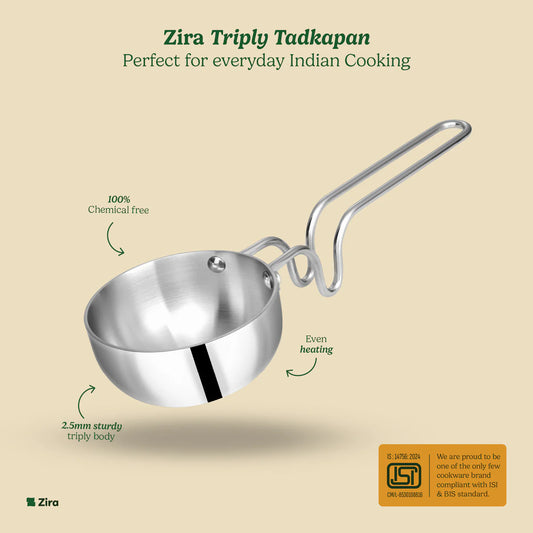 Triply Stainless Steel Tadka Pan