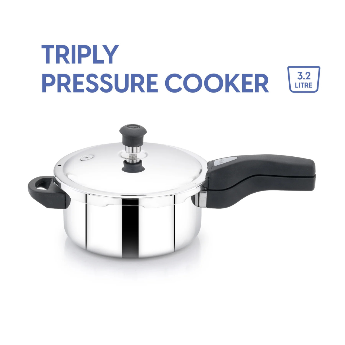 Navarasa Triply Pressure Cooker | Outer Lid | Stainless Steel | 3 L - Induction Compatible | ISI Certified SKU: NCTPPC01