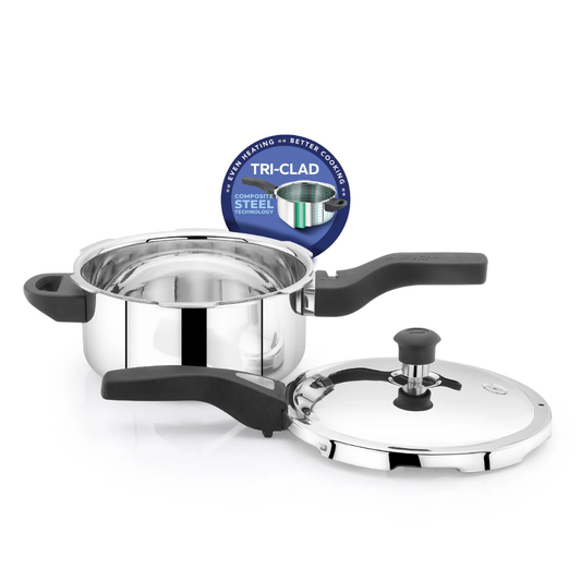 Navarasa Triply Pressure Cooker | Outer Lid | Stainless Steel | 3 L - Induction Compatible | ISI Certified SKU: NCTPPC01