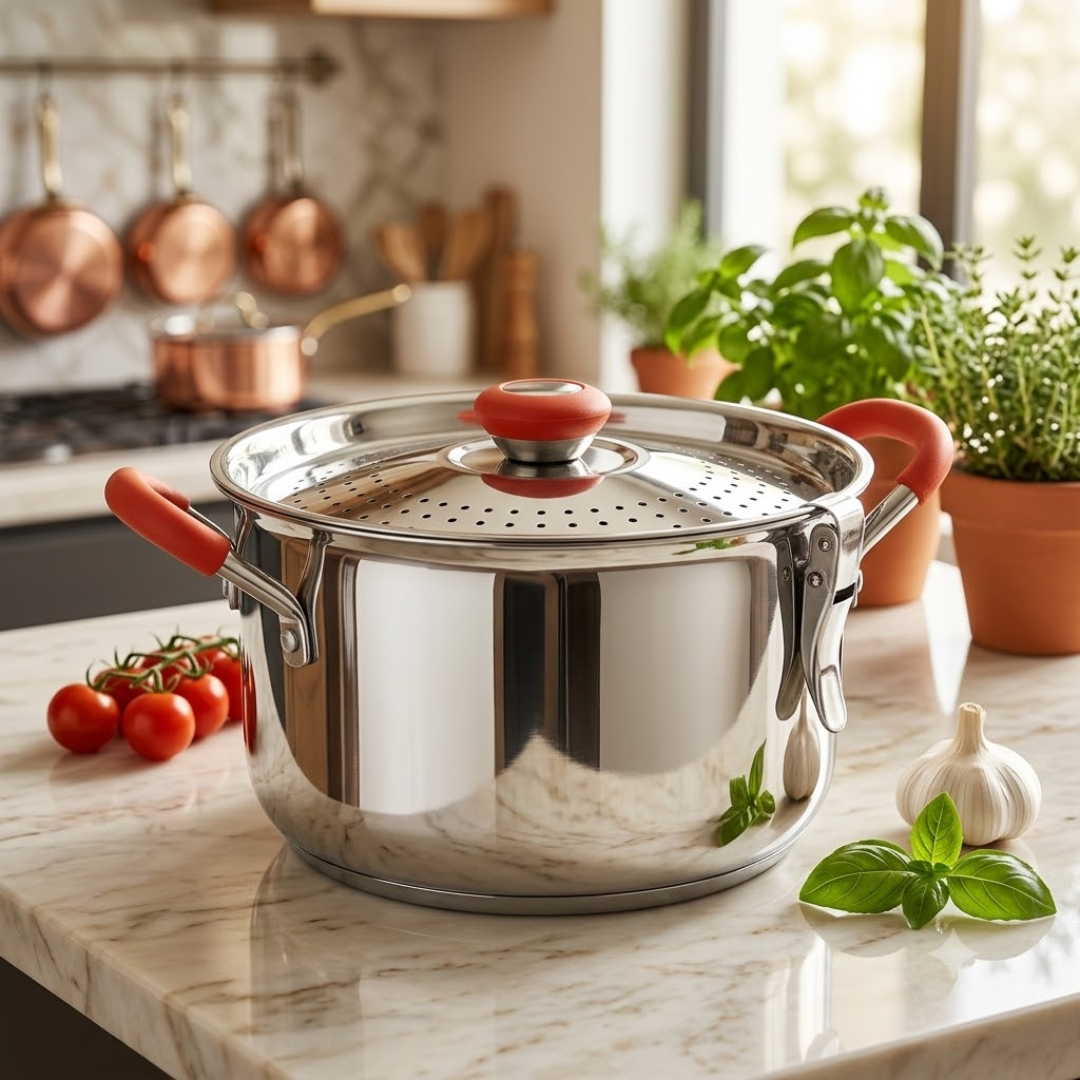 Rice Strainer Premium Stainless Steel Multi-Purpose Pot with 2 Lids | Multipurpose Cooking & Draining Pot