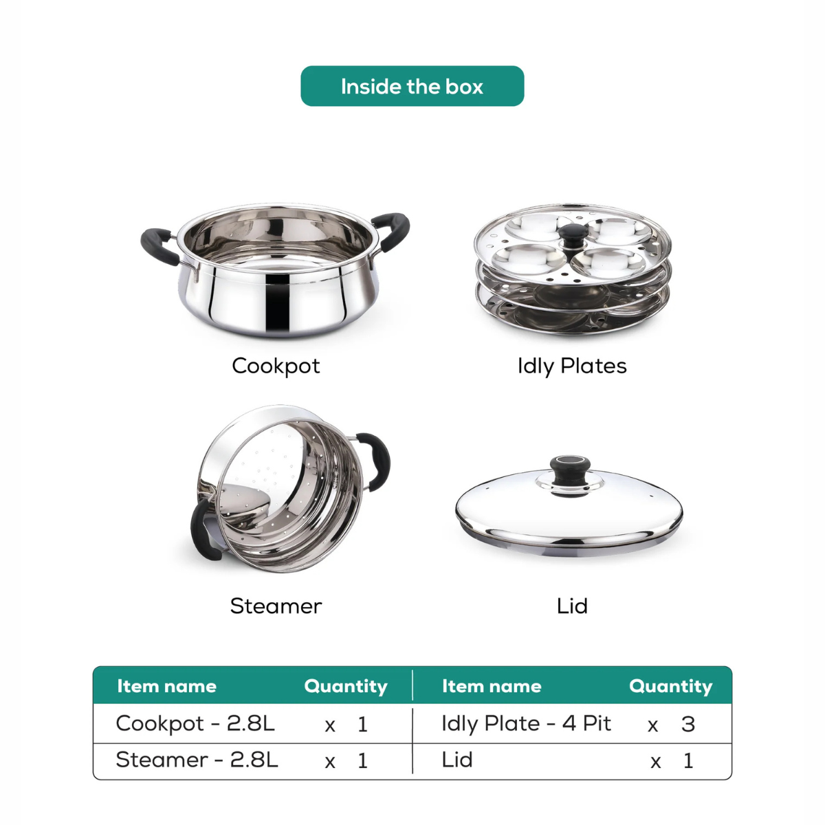 Navarasa Steam Craft Elite 3 in 1 | Heavy Cookpot, Steamer with Idly Plates Stainless Steel 2.8 L Momo Maker/Idiyappam/Vegetable Steaming - Induction Compatible