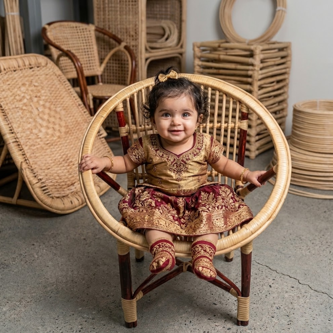 Premium New Cane Baby Chair for Kids | Safe, Stylish & Comfortable Baby Seating