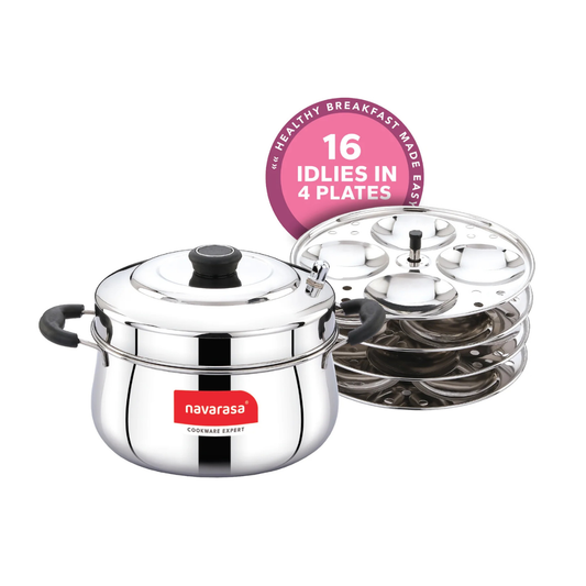 Navarasa Idly Cooker |16 Idlies | Stainless Steel | 4 L - Induction Compatible