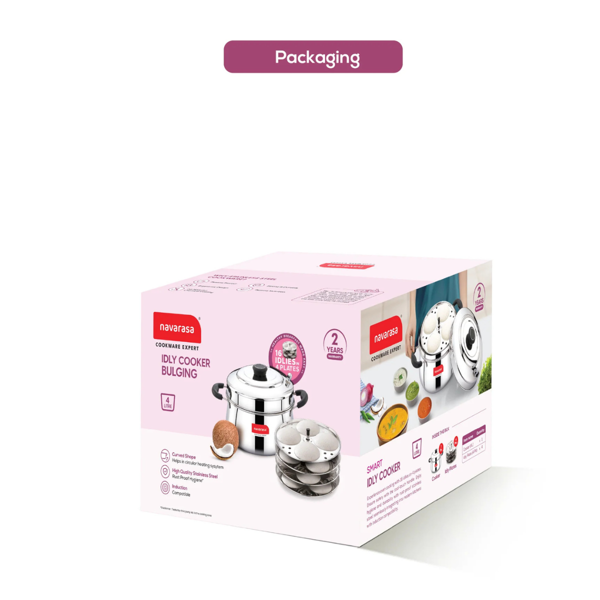 Navarasa Idly Cooker |16 Idlies | Stainless Steel | 4 L - Induction Compatible