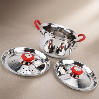 Rice Strainer Premium Stainless Steel Multi-Purpose Pot with 2 Lids | Multipurpose Cooking & Draining Pot