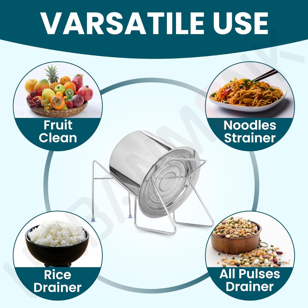 Stainless Steel Rice Pot Strainer Stand – Silver