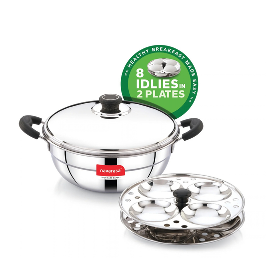 Navarasa Multi Kadai Idly Maker | 8 Idlies | Stainless Steel | 2.4 L - Induction Compatible
