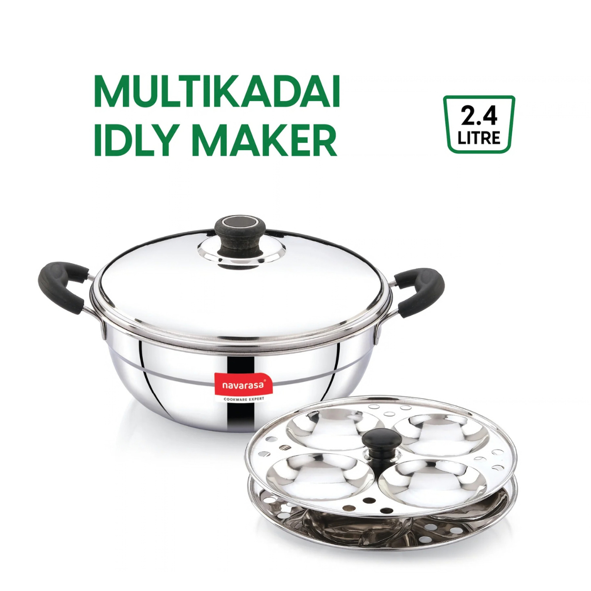 Navarasa Multi Kadai Idly Maker | 8 Idlies | Stainless Steel | 2.4 L - Induction Compatible