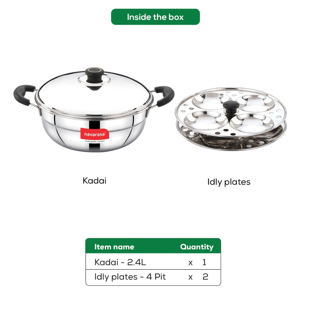 Navarasa Multi Kadai Idly Maker | 8 Idlies | Stainless Steel | 2.4 L - Induction Compatible