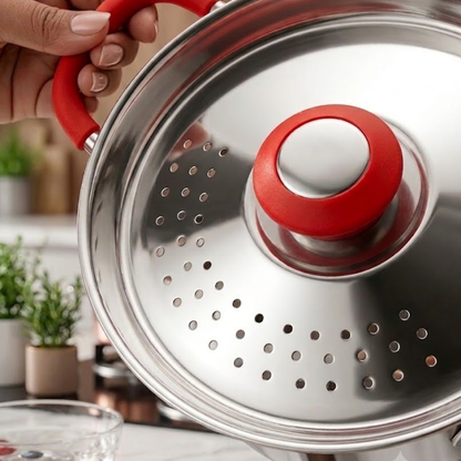 Rice Strainer Premium Stainless Steel Multi-Purpose Pot with 2 Lids | Multipurpose Cooking & Draining Pot
