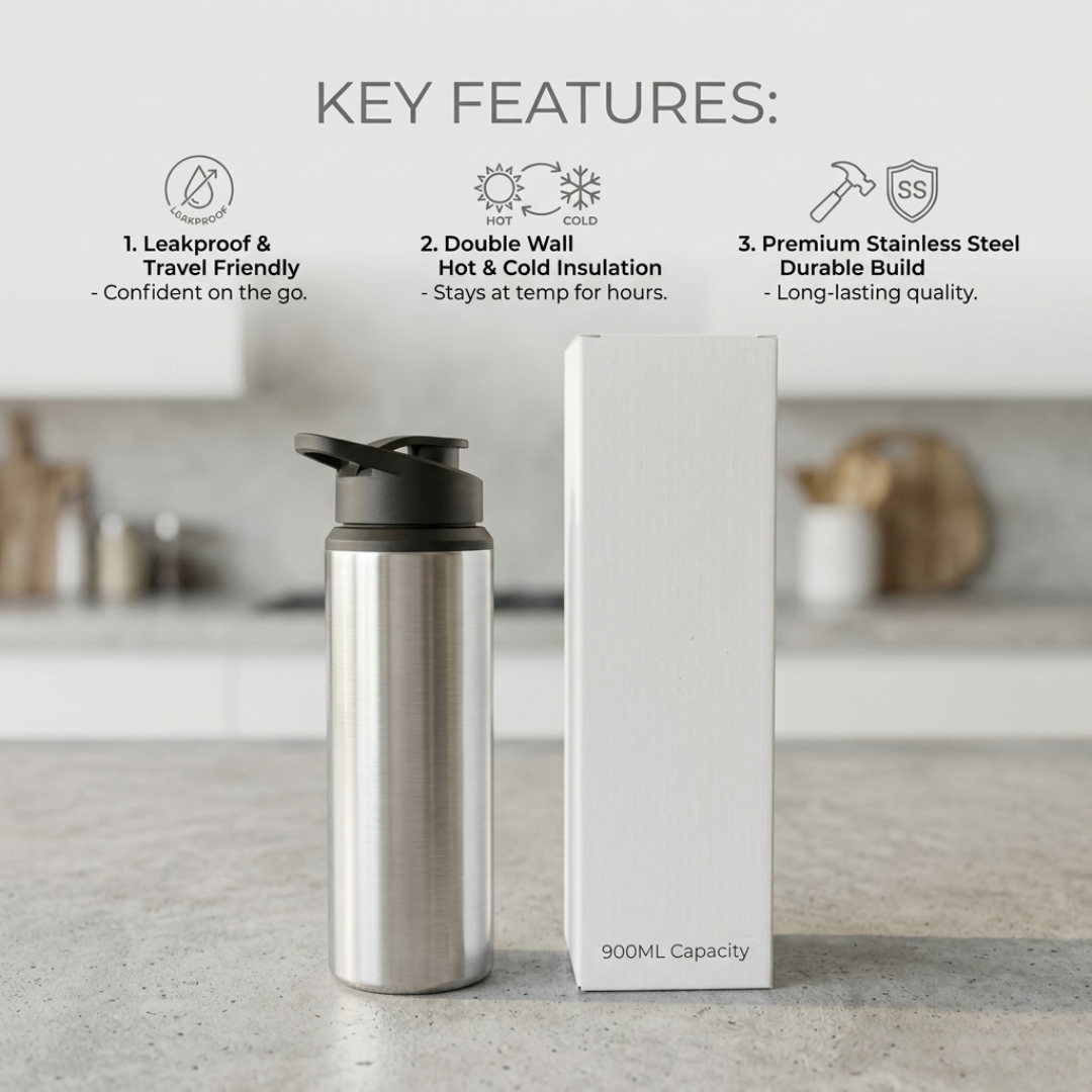 Premium Stainless Steel Sipper Bottle - Durable & Modern