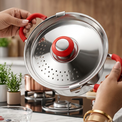 Rice Strainer Premium Stainless Steel Multi-Purpose Pot with 2 Lids | Multipurpose Cooking & Draining Pot