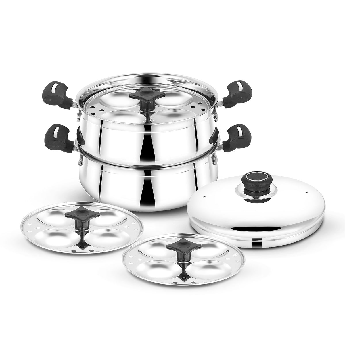 Navarasa Steam Craft Elite 3 in 1 | Heavy Cookpot, Steamer with Idly Plates Stainless Steel 2.8 L